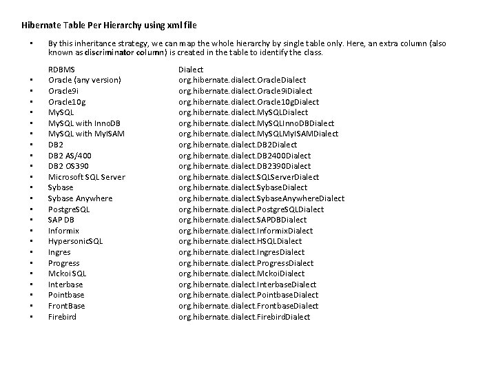 Hibernate Table Per Hierarchy using xml file • • • • • • By