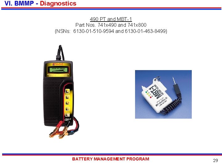 VI. BMMP - Diagnostics 490 PT and MBT-1 Part Nos. 741 x 490 and