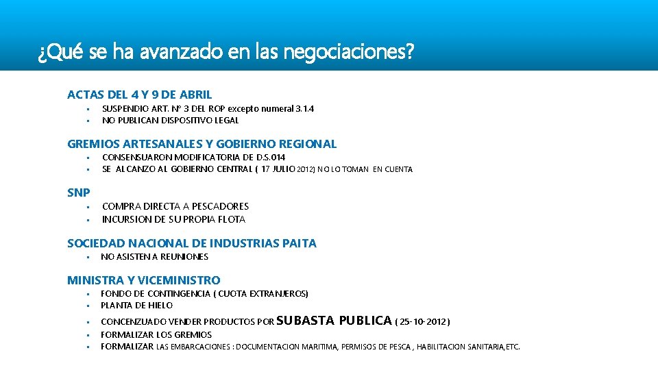 ¿Qué se ha avanzado en las negociaciones? ACTAS DEL 4 Y 9 DE ABRIL