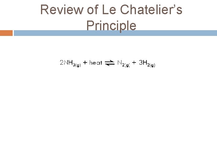 Review of Le Chatelier’s Principle 