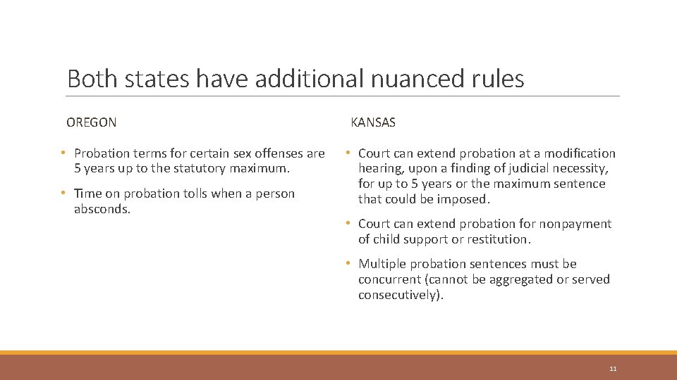 Both states have additional nuanced rules OREGON • Probation terms for certain sex offenses