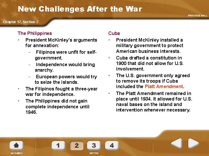 New Challenges After the War Chapter 17, Section 2 The Philippines • President Mc.