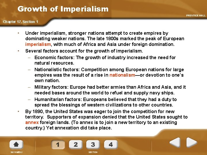 Growth of Imperialism Chapter 17, Section 1 • • • Under imperialism, stronger nations