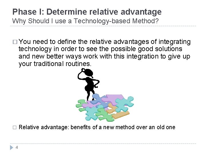 Phase I: Determine relative advantage Why Should I use a Technology-based Method? � You Phase I: Determine relative advantage Why Should I use a Technology-based Method? � You
