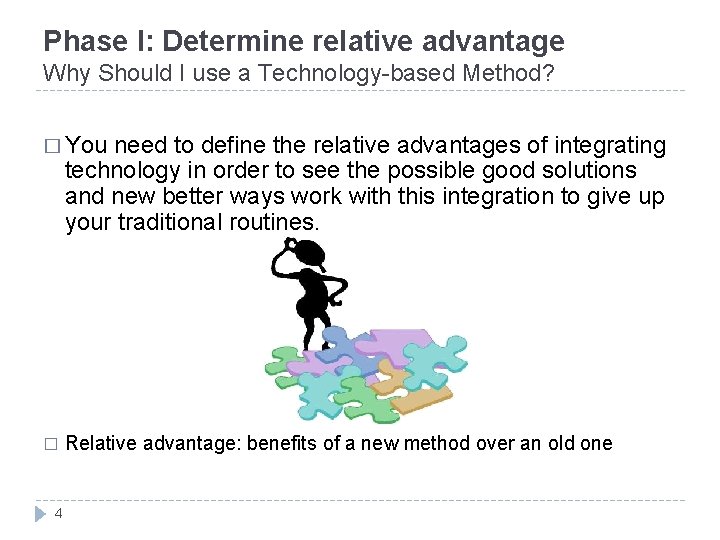 Phase I: Determine relative advantage Why Should I use a Technology-based Method? � You