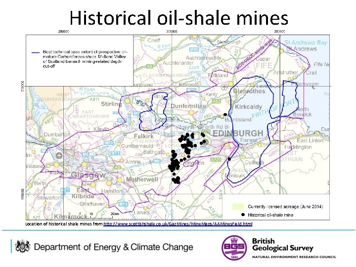 Historical oil-shale mines Location of historical shale mines from http: //www. scottishshale. co. uk/Gaz.