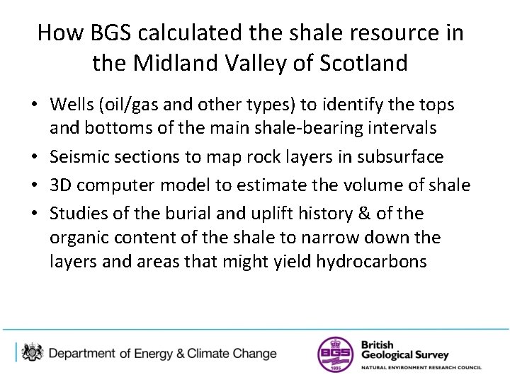 How BGS calculated the shale resource in the Midland Valley of Scotland • Wells