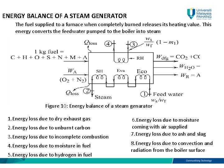 ENERGY BALANCE OF A STEAM GENERATOR The fuel supplied to a furnace when completely
