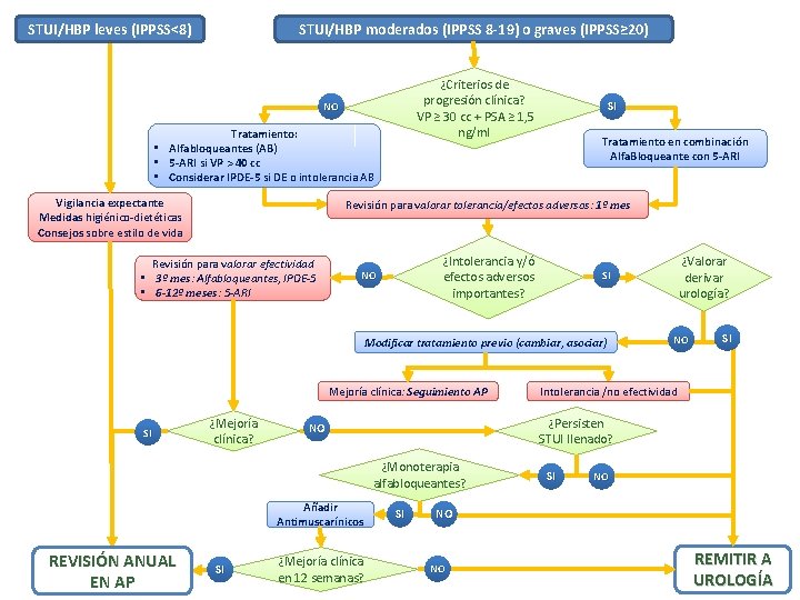 STUI/HBP leves (IPPSS<8) STUI/HBP moderados (IPPSS 8 -19) o graves (IPPSS≥ 20) ¿Criterios de