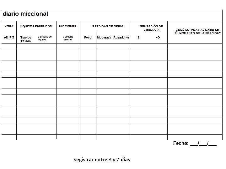 Registrar entre 3 y 7 días 