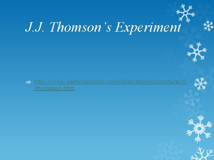 J. J. Thomson’s Experiment http: //www. kentchemistry. com/links/Atomic. Structure/JJ Thompson. htm 