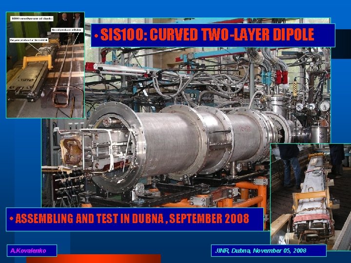  • SIS 100: CURVED TWO-LAYER DIPOLE • ASSEMBLING AND TEST IN DUBNA ,