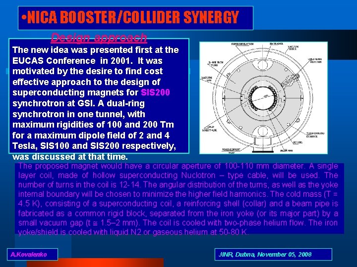  • NICA BOOSTER/COLLIDER SYNERGY Design approach The new idea was presented first at