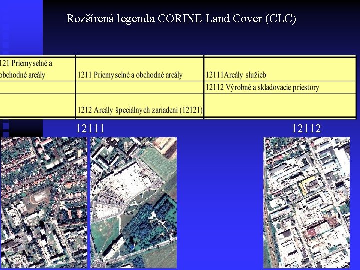 Rozšírená legenda CORINE Land Cover (CLC) 12111 12112 