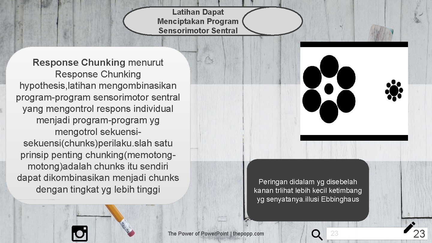 Latihan Dapat Menciptakan Program Sensorimotor Sentral Response Chunking menurut Response Chunking hypothesis, latihan mengombinasikan