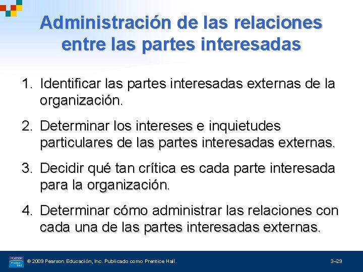 Administración de las relaciones entre las partes interesadas 1. Identificar las partes interesadas externas