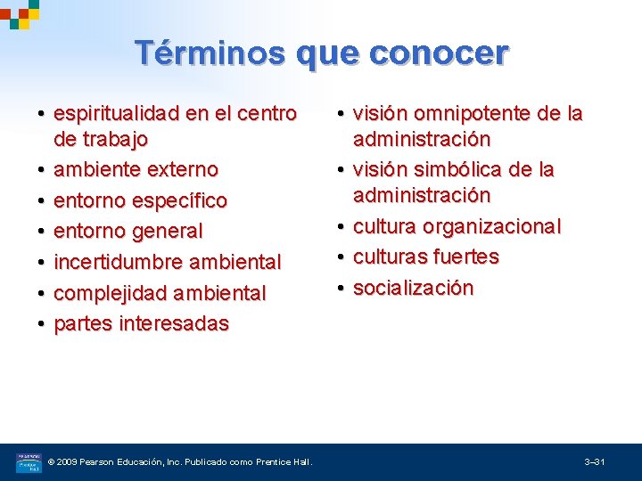 Términos que conocer • espiritualidad en el centro de trabajo • ambiente externo •