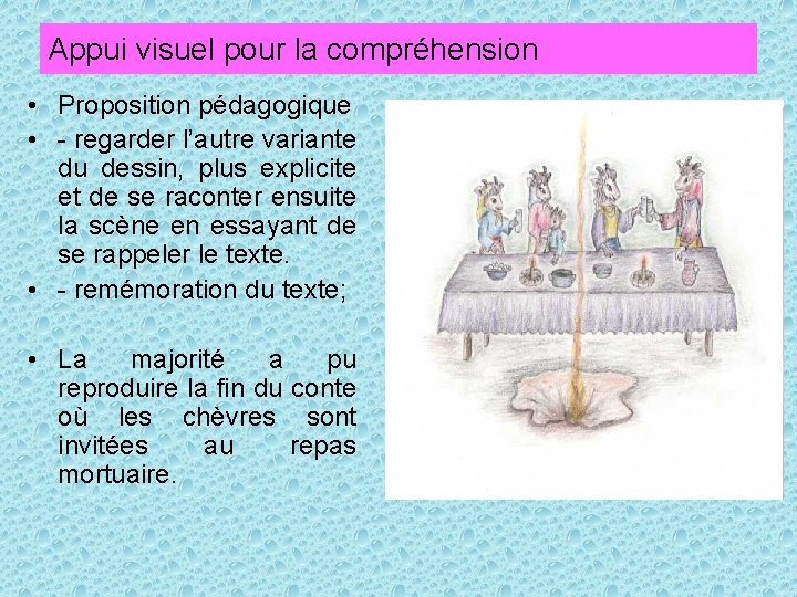 Appui visuel pour la compréhension • Proposition pédagogique • - regarder l’autre variante du