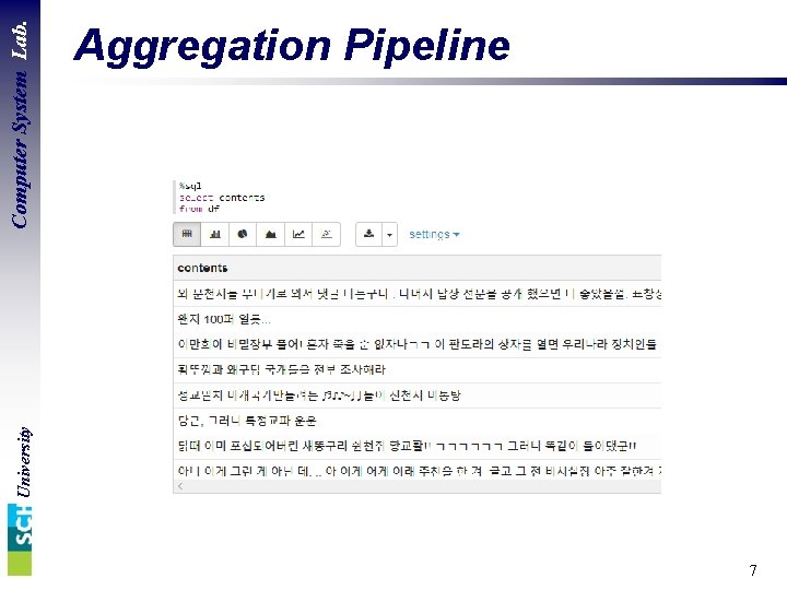 University Computer System Lab. Aggregation Pipeline 7 