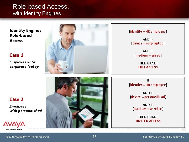 Role-based Access… with Identity Engines IF (identity = HR employee) Identity Engines Role-based Access
