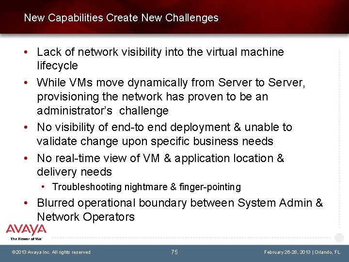 New Capabilities Create New Challenges • Lack of network visibility into the virtual machine