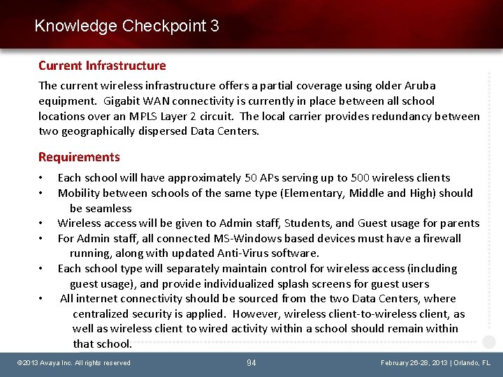 Knowledge Checkpoint 3 Current Infrastructure The current wireless infrastructure offers a partial coverage using