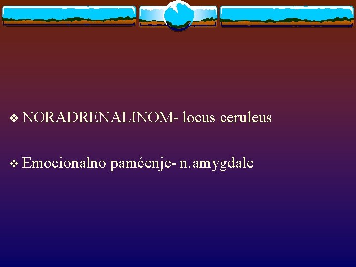 v NORADRENALINOMv Emocionalno locus ceruleus pamćenje- n. amygdale 
