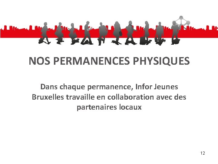 NOS PERMANENCES PHYSIQUES Dans chaque permanence, Infor Jeunes Bruxelles travaille en collaboration avec des