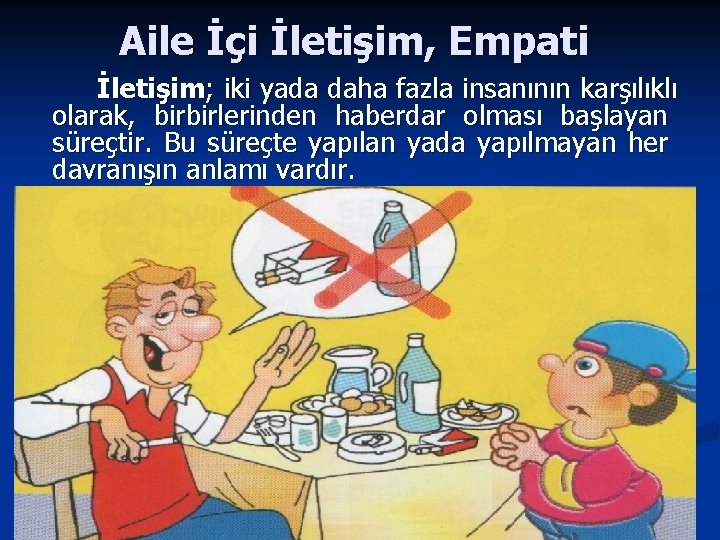 Aile İçi İletişim, Empati İletişim; iki yada daha fazla insanının karşılıklı olarak, birbirlerinden haberdar