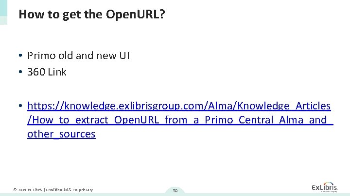 How to get the Open. URL? • Primo old and new UI • 360