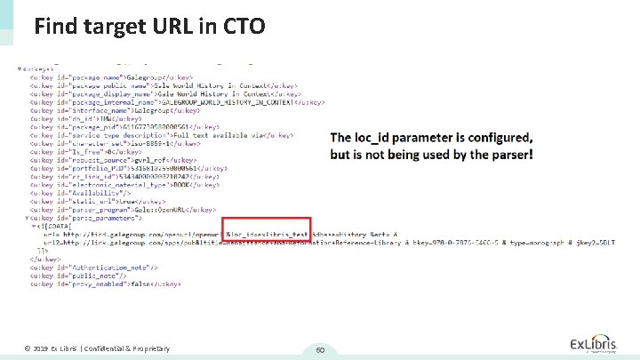 Find target URL in CTO © 2019 Ex Libris | Confidential & Proprietary 60