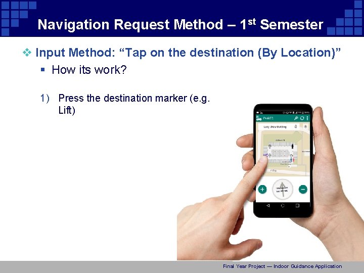 Navigation Request Method – 1 st Semester v Input Method: “Tap on the destination