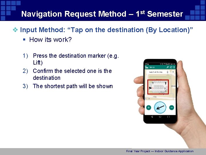 Navigation Request Method – 1 st Semester v Input Method: “Tap on the destination