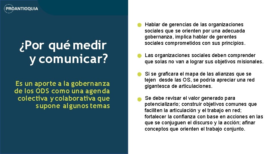 ¿Por qué medir y comunicar? Es un aporte a la gobernanza de los ODS