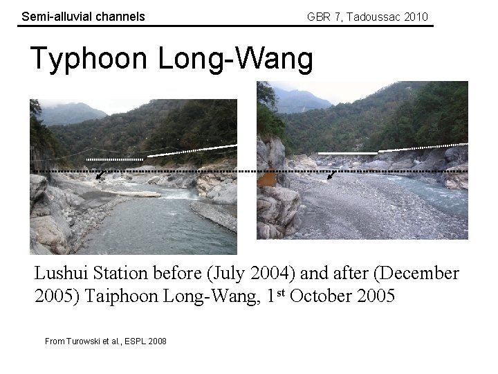 Semi-alluvial channels GBR 7, Tadoussac 2010 Typhoon Long-Wang Lushui Station before (July 2004) and