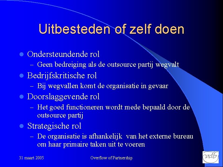 Uitbesteden of zelf doen l Ondersteundende rol – Geen bedreiging als de outsource partij