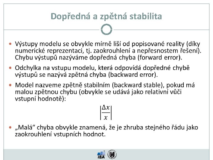 Dopředná a zpětná stabilita 