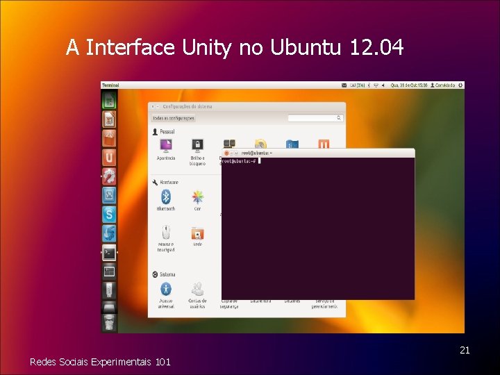 A Interface Unity no Ubuntu 12. 04 Redes Sociais Experimentais 101 21 