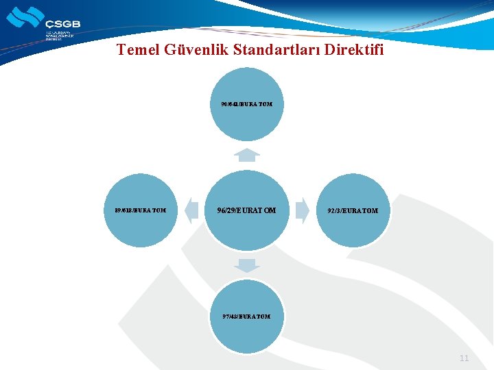 Temel Güvenlik Standartları Direktifi 90/641/EURATOM 89/618/EURATOM 96/29/EURATOM 92/3/EURATOM 97/43/EURATOM 11 