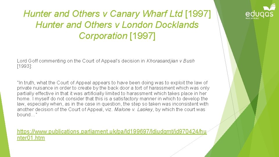 Hunter and Others v Canary Wharf Ltd [1997] Hunter and Others v London Docklands