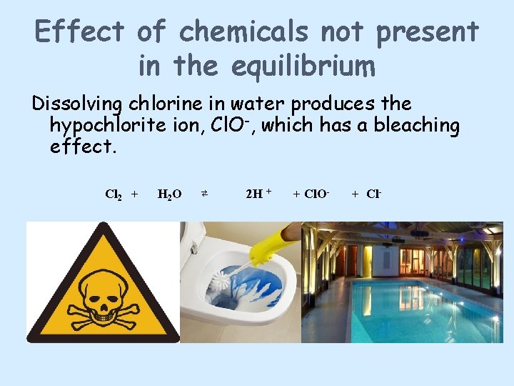 Effect of chemicals not present in the equilibrium Dissolving chlorine in water produces the