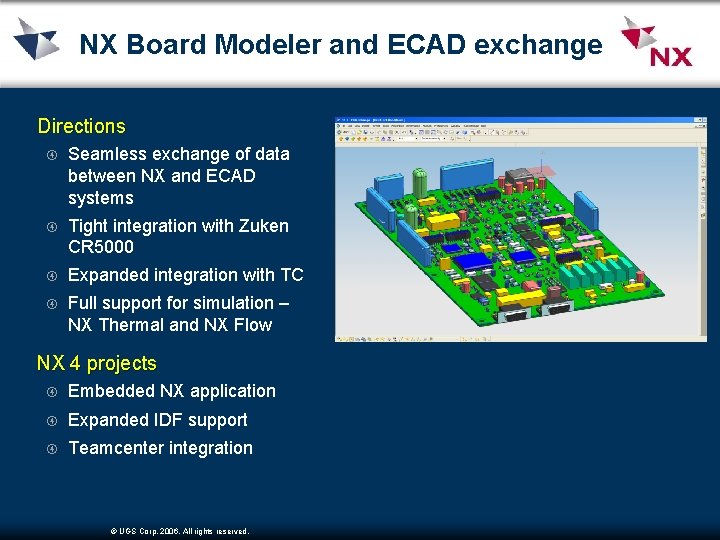 NX Board Modeler and ECAD exchange Directions Seamless exchange of data between NX and