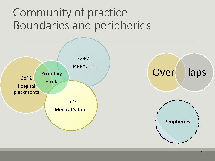 Community of practice Boundaries and peripheries Co. P 2 GP PRACTICE Co. P 2
