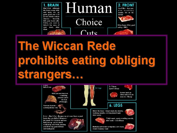 The Wiccan Rede prohibits eating obliging strangers… 