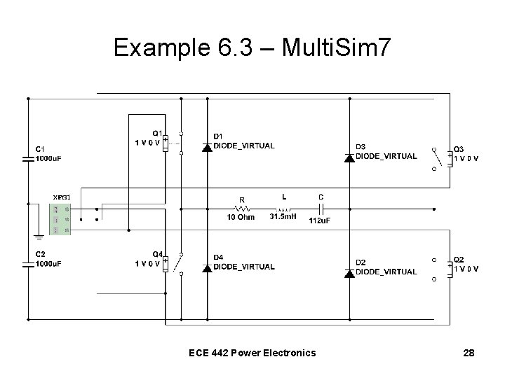 Example 6. 3 – Multi. Sim 7 ECE 442 Power Electronics 28 