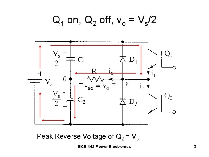 Q 1 on, Q 2 off, vo = Vs/2 Peak Reverse Voltage of Q