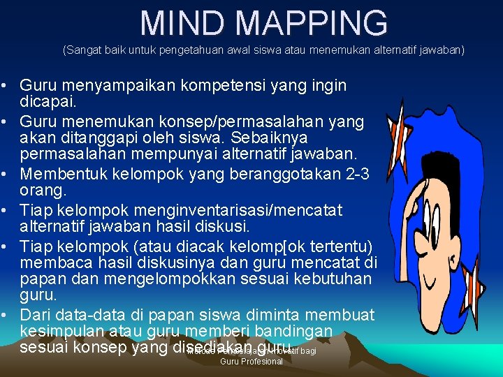 MIND MAPPING (Sangat baik untuk pengetahuan awal siswa atau menemukan alternatif jawaban) • Guru