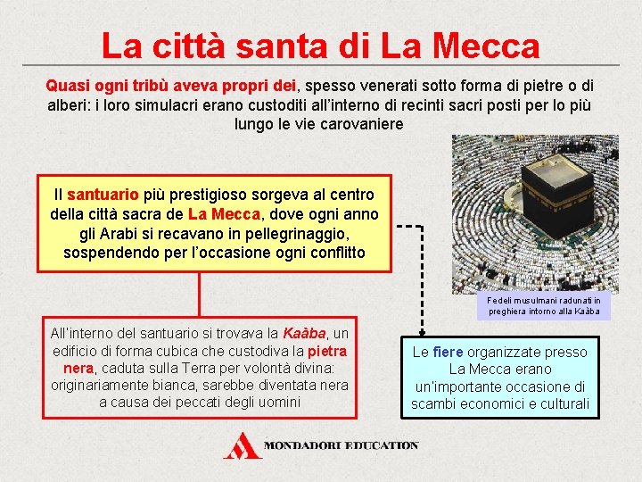 La città santa di La Mecca Quasi ogni tribù aveva propri dei, spesso venerati