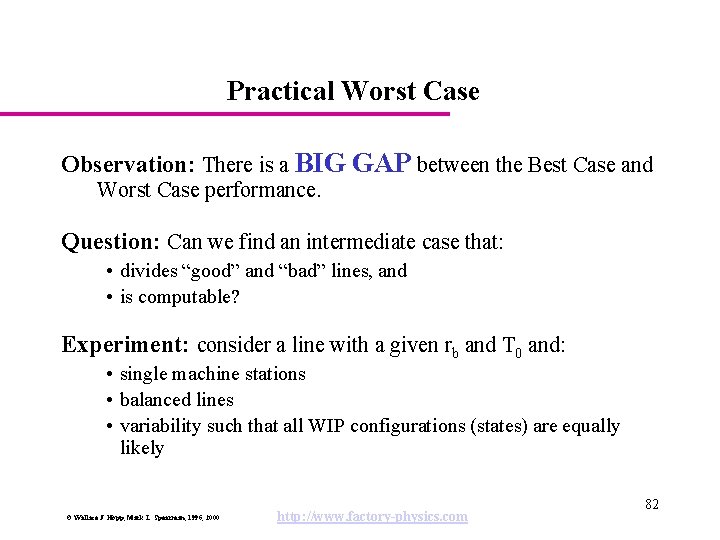 Practical Worst Case Observation: There is a BIG GAP between the Best Case and