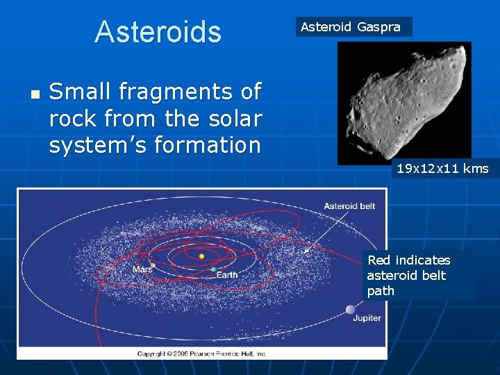 Asteroids n Asteroid Gaspra Small fragments of rock from the solar system’s formation 19